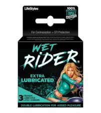 Wet Rider - Extra Lubricated Condoms - 3 Pack