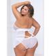 Lace and Mesh Babydoll and Panty - White - 1x/2x