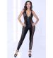 Lame and Mesh Jumpsuit - One Size - Black