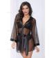 Dotted Mesh Robe - One Size - Black