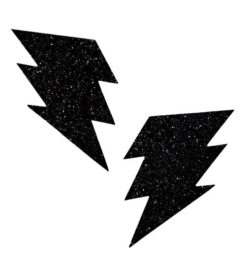 Black Malice Glitter Lightning Bolt Nipztix  Pasties