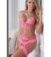 2pc Daringly Strappy Teddy - One Size - Neon Pink