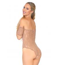 Strapless Lace Teddy - Nude - Medium/large