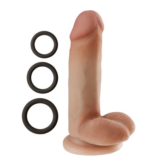 Cloud 9 Novelties Dual Density Real Touch 6 Inch With Balls - Tan
