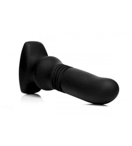 Thunder Plugs Silicone Vibrating and Thrusting Plug - Black