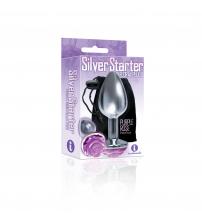 The 9's the Silver Starter Rose Floral Stainless Steel Butt Plug - Rose Purple