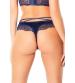 High Leg Lined Thong With Crossing Back Straps - Estate Blue - Large