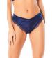 High Leg Lined Thong With Crossing Back Straps - Estate Blue - Large