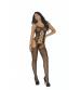 Fishnet Suspender Bodystocking With Criss Cross  Detail - One Size - Black