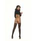 Sheer Thigh Hi With Striped Top - One Size -  Black