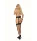 Diamond Net Thigh Hi With Backseam and Lace  Garter Belt - Queen Size - Black