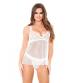 Isla Lace & Net Babydoll & Panty - White - Large/ X-Large