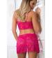 3pc Laced Lingerie Set and Cover-Up Slip - One Size - Berry Kiss