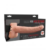 Fetish Fantasy Series 9" Hollow Rechargeable Strap-on With Balls - Flesh