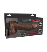 Fetish Fantasy Series 8" Hollow Rechargeable Strap-on With Remote - Brown