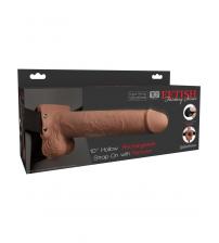 Fetish Fantasy Series 10" Hollow Rechargeable Strap-on With Remote - Tan