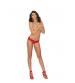 Lace Thong With Keyhole and Satin Bow Front - One Size - Red