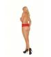 Lace Thong With Keyhole and Satin Bow Front - Queen Size - Red