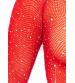 Crystalized Long Sleeve Fishnet Thong Back Bodysuit - One Size - Red