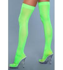 Opaque Nylon Thigh Highs - Neon Green - One Size