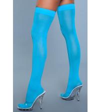 Opaque Nylon Thigh Highs - Turquoise - One Size
