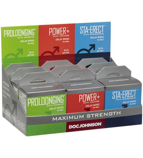Delay Wipes for Men - 9 Pack Display - Assorted