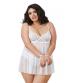 Babydoll With Restraints and G-String Set - Queen Size - White