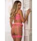 2pc Balcony Empire Laced Top and Strappy Bikini - One Size - Neon Candy