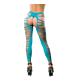 Side Straps Crotchless Leggings - One Size - Turquoise