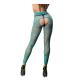 Front Mesh and Side Design Crotchless Leggings - One Size - Turquoise