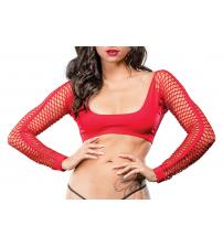 Crotchless Short Style With Mesh Bottom Leggings - One Size - Red