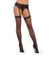Knitted Fishnet Plaid Thigh Hi - One Size - Black