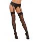 Leopard Fishnet Thigh Hi - One Size - Black