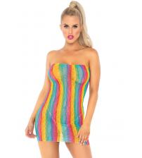 Rainbow Leopard Lace Tube Dress - One Size - Multicolor