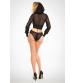 Chloe Sweet and Delicious Fishnet Body With Hoodie and Cut Out Back - Black - Large