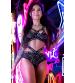 Karma's a Bitch Bralette and Cutout Panty Set - Black - L/xl
