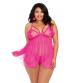 Babydoll and G-String - Queen Size - Hot Pink