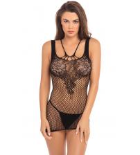 Absolutist Lace and Net Dress - One Size - Black