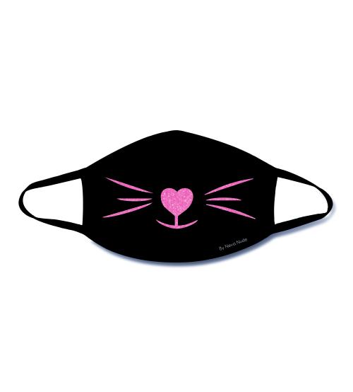 Meow-Za Pink Glitter Kitty Face Mask With Black  Trim