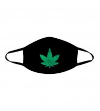 Dope Af Green Glitter Weed Leaf Black Face Mask With Black Trim