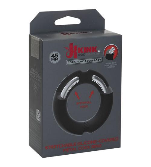 Hybrid Silicone Covered Metal Cock Ring - 45mm