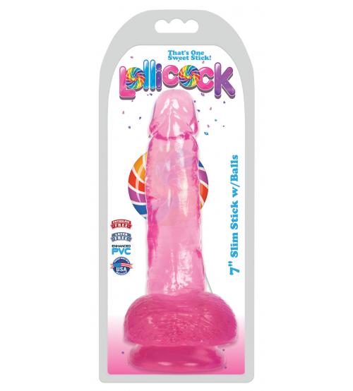 Lollicock 7 Inch Slim Stick With Balls - Cherry Ice