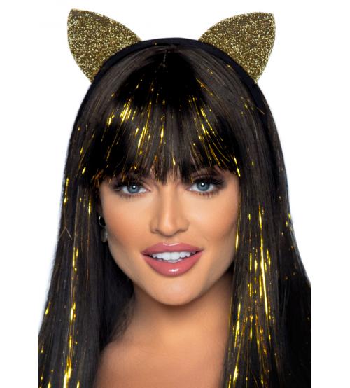 Glitter Cat Ear Headband Gold
