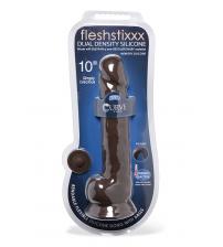 Fleshstixxx 10 Inch Silicone Dildo With Balls - Brown