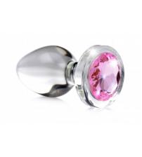 Pink Gem Glass Anal Plug - Small