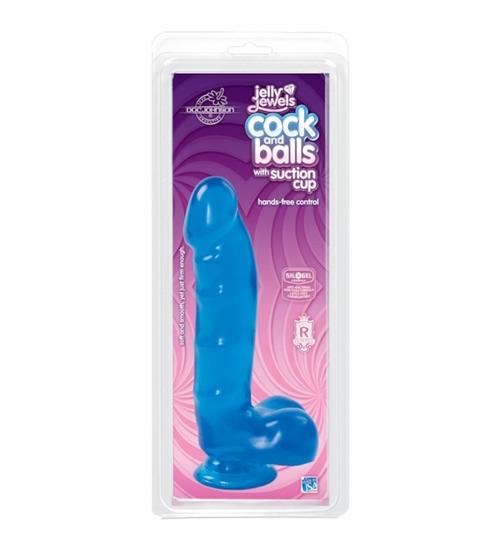 Jelly Jewels - Cock and Balls With Suction Cup - Blue