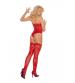 Lace Teddy and Stockings Set - One Size - Red