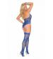 Lace Teddy and Stockings Set - One Size - Royal Blue