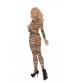 Zebra Print Body Stocking - One Size - Nude/black