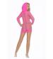Mini Dress With Hood - One Size - Neon Pink